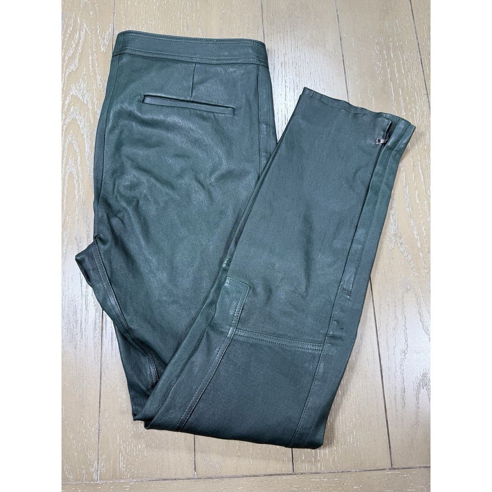Express Bristol Green‎ Lambskin Leather Moto Riding Pants Womens 30 Y2K Retro